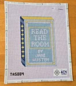 RARE VTG Thorn Alexander Painted Needlepoint Canvas-READ THE ROOM by JANE AUSTEN - Picture 1 of 3