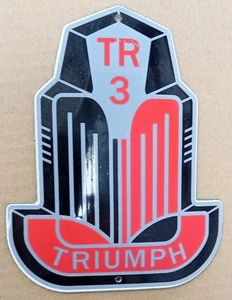 Badge En Acier Émaillé Vitreux Triumph TR3 Lourd 150Mm X 120Mm Rabaissé - Imagen 1 de 1