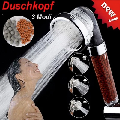 Duschkopf Handbrause Wassersparend Mit Druckerhöhung für Mehr Wasserdruck- - Bild 1 von 4