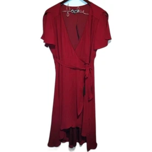Lulu's Rise to the Occasion Burgundy Midi Wrap Dress Size Large - Picture 1 of 10