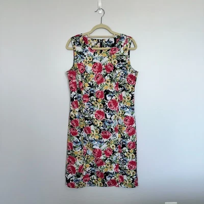 Talbots Womens Floral Shift Dress Size 14 Textured Stretch Sheath Sleeveless - Image 1 of 4