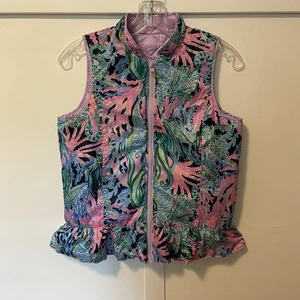 Lilly Pulitzer Reversible Vest Girls XL Lavender Melanie Reversible Zipper - Picture 1 of 8