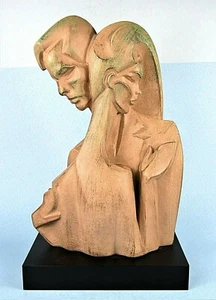 AUSTIN PROD MODERNIST NEW WAVE SCULPTURE BY DANEL MAN & WOMAN LOVERS EMBRACING - Picture 1 of 11