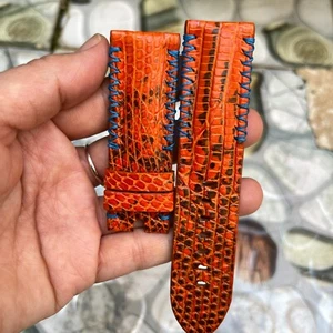 24mm/22mm Genuine Lizard leather watch strap band, leather watch strap Orange - Picture 1 of 18