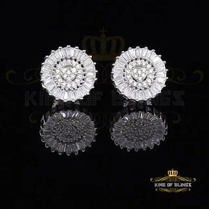 Pendientes redondos blancos de plata esterlina 925 de 0,24 quilates de zirconia cúbica para mujer y hombre - Imagen 1 de 12