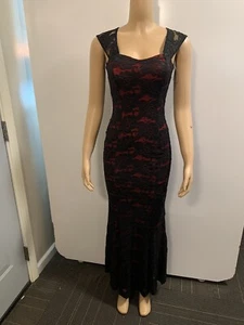 Women Junior Black/ Red lace Sequins Bodycon Mermaid maxi dress Size (S) - Bild 1 von 11