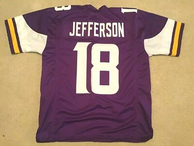 UNSIGNED CUSTOM Sewn Stitched Justin Jefferson Purple Jersey - M, L, XL, 2XL - Image 1 of 2
