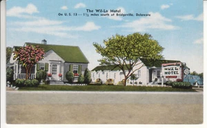 Bridgeville DE Delaware -  Wil-Lo Motel - Sussex County   Linen Postcard - 1940s - Picture 1 of 2