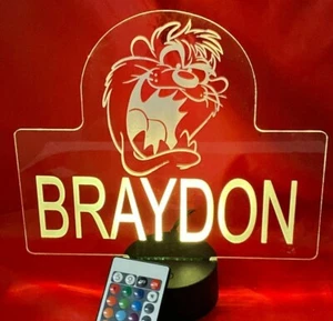 Lámpara de mesa Taz personalizada LED con control remoto Tasmanian Devil Night Light Up - Imagen 1 de 12
