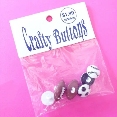 Vintage Streamline Crafty Buttons 6x Sports Balls Soccer Football Baseball CJ624 - Image 1 of 3