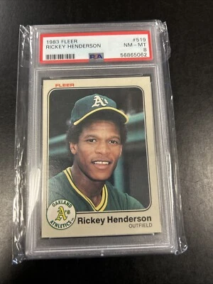 1983 Fleer #519 Rickey Henderson PSA 8 NM-MT Great Centering - Image 1 of 2