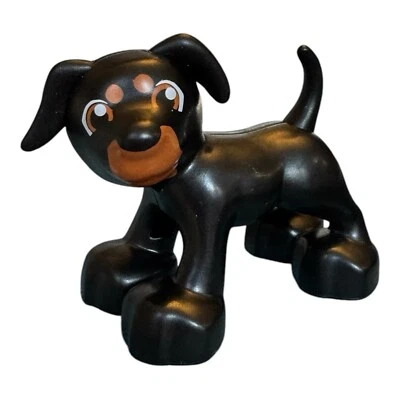 LEGO 58057pr0002 Duplo Animal BLACK Dog Large Paws Spots between Eyes Brown Neck - Image 1 of 2