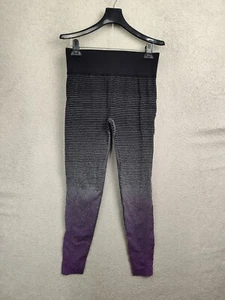 Marika Women Leggings Large Black Striped Poly Blend Pull On Active Fit Pants - Picture 1 of 19