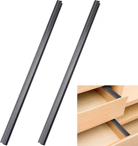 2 Pieces PVC Drawer Hanging File Rails Black Cabinet Rails for Hanging 1/2 Drawe - Picture 1 of 12