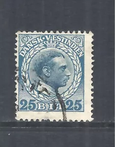 DANISH WEST INDIES SCOTT 55 USED FINE - 1915 25b BLUE & DK BLUE ISSUE - Picture 1 of 2