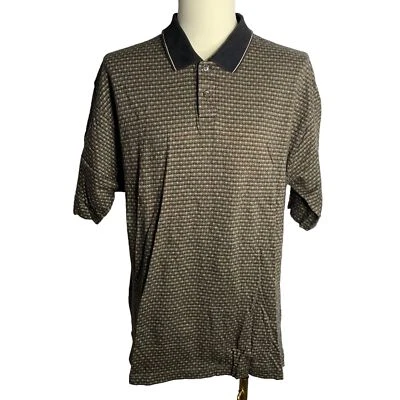 Vintage Henry Grethel Knit Polo Shirt L Black Mercerized Cotton Short Sleeves - Imagem 1 de 4