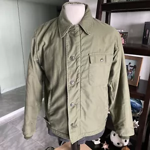 VINTAGE Vietnam Era Authentic 1972 US NAVY A-2 DECK JACKET 38-40 Medium Nice!✅ - Picture 1 of 12