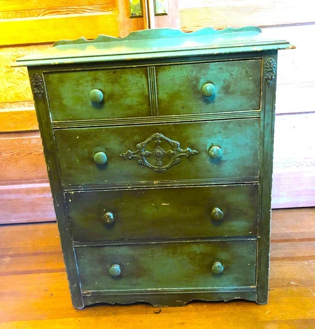 Rare SPANISH GREEN Painted DRESSER c1930 Like MONTEREY Furniture Cover