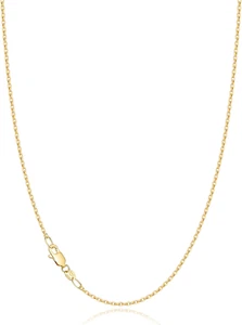 Solid 18K Gold over 925 Sterling Silver Chain Necklace for Women, 1.2Mm Cable Ch - Bild 1 von 12