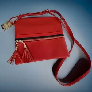 ALYSSA Los Angeles, New York, Milan Damen Handtasche rot mit schwarz Neu mit Etikett " - Bild 1 von 9