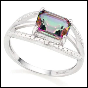 1 1/3 KARAT MYSTISCHER EDELSTEIN & ECHTE DIAMANTEN 925 STERLING SILBER RING NEU - Bild 1 von 3