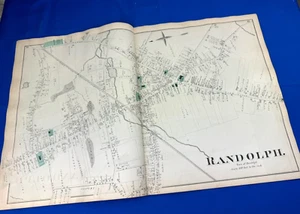 1876 RANDOLPH, MA Kartendetails, Geschäfte, Bewohner, STETSON HALL, FREIMAURERHALLE - Bild 1 von 19