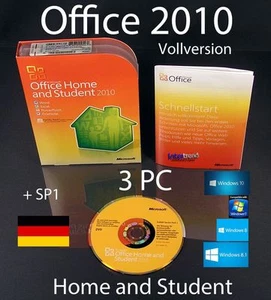 Microsoft Office Home and Student 2010 Vollversion 3 PC Box, DVD + SP1 OVP - Bild 1 von 6