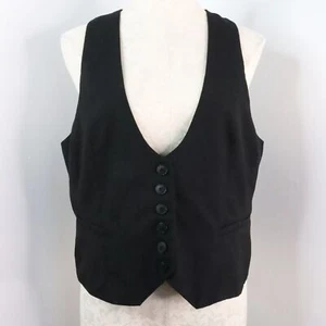 New York & Company Gilet Tuta Donna 14 Nero Profondo V Bottoni Sartoriale Carriera - Foto 1 di 10