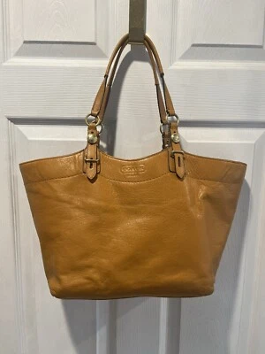 Coach Z23984 Carly Tote Genuine Leather Tote Shoulder Bag Mustard Tan - Image 1 of 4