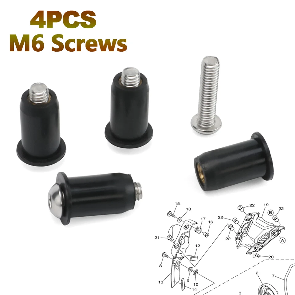 Parafusos de porca de tela de para-brisa M6 parafuso soquete sextavado botão para YAMAHA FZ07 FZ09 FZ10 - Imagem 1 de 4