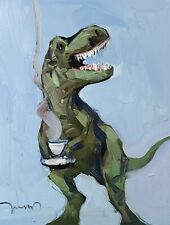 Peinture à l'huile JOSE TRUJILLO IMPRESSIONNISME collection ORIGINAL T Rex dinosaure pas de prix de réserve