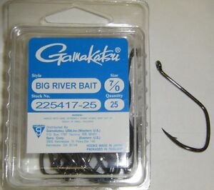 Gamakatsu Big River Bait NS BLACK Hooks Value Pack 225417-25 25 pack size 7/0