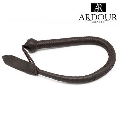ARDOUR CRAFTS 3ft Real Leather Dragon Whip Single Tail Snake Bullwhip, 16 Plaits