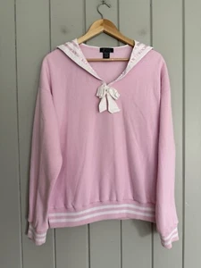 Sweet Society Bunny Sailor Collar Sweatshirt S Small Pink Long Sleeve Kawaii - Picture 1 of 5