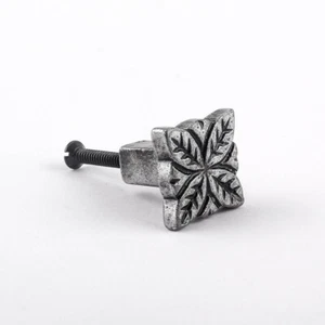Flower Iron Cabinet Knob Pewter Finish Cabinet Hardware - Picture 1 of 9