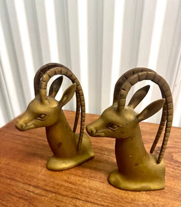 Mid Century Modern Messing Gazelle Buchstützen - Bild 1 von 8