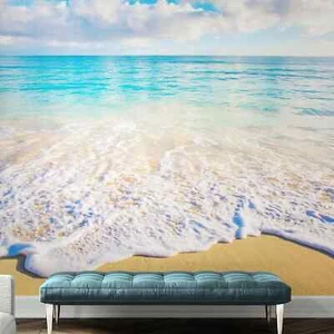 Ocean Beach Shore Wallpaper Mural. Bedroom / BathroomTropical Theme Wall Decor. - Picture 1 of 20