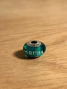 Genuine Pandora Silver S925 ALE Aruba Exclusive Teal Faceted Murano Glass Charm - Picture 1 of 4