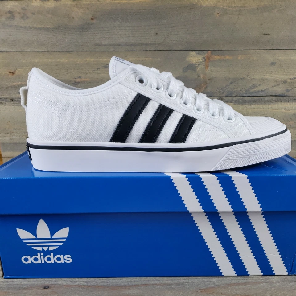 adidas Nizza Originals Men's Canvas Sneakers Shoes White Black Sz 8.5 NIB - Image 1 of 4