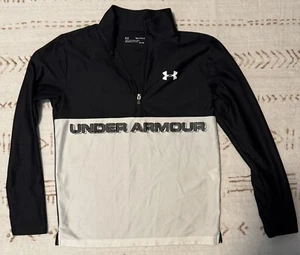 Under Armour Heat Gear YXL Loose Boys XL Black/White 1/4 Zip Polo Shirt L/S - Picture 1 of 1