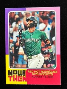 2024 Topps Heritage High #'s - JULIO RODRIGUEZ - Now & Then #NAT-9 - MARINERS - Picture 1 of 2