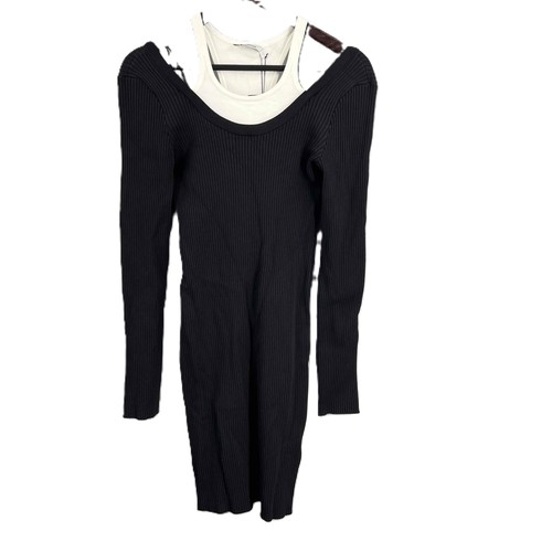 Alexander Wang abito nero body a costine a strati maglia media a costine nuovo