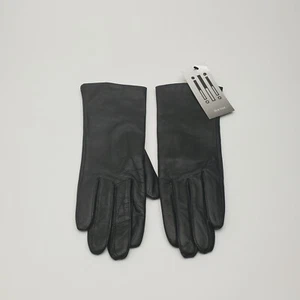 New York schwarze 100% Echtleder Handschuhe mit Fleecefutter - S - Bild 1 von 5