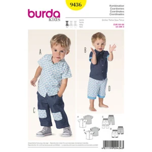 Camisa y pantalones cortos Burda Kids PATRÓN DE COSTURA 9436 bebé/niños pequeños 6m-3y - Imagen 1 de 3