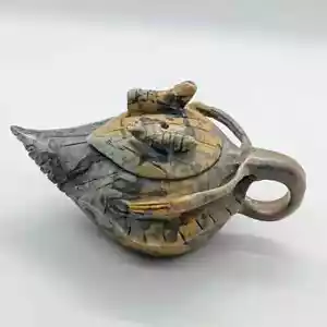 VTG Disphyllum Fossil Stone, Scholar Miniature Teapot Chinese Yixing Caterpillar - Picture 1 of 10