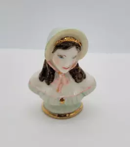 Vintage Girl in Bonnet Figurine Hand painted Signed - Bild 1 von 6