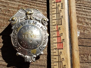 Eagle and Steamer Company No. 1 Pipeman fireman badge initials vintage piece - Picture 1 of 7