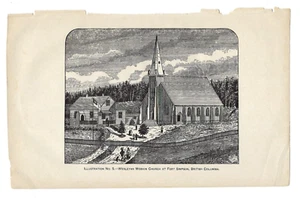 Antiker Druck Wesleyan Mission Church Fort Simpson British Columbia Kanada 1879 - Bild 1 von 2