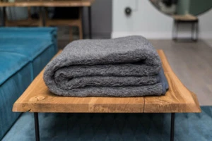 Wolldecke Schafwolldecke Wohndecke Schurwolle Merino 100%,WOOLMARK anthrazit - Bild 1 von 4