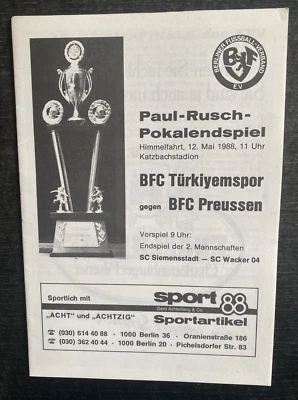 Landespokal-Finale Berlin 87/88 BFC Türkiyemspor - bfc Preussen, 12.05.1988 - Bild 1 von 4